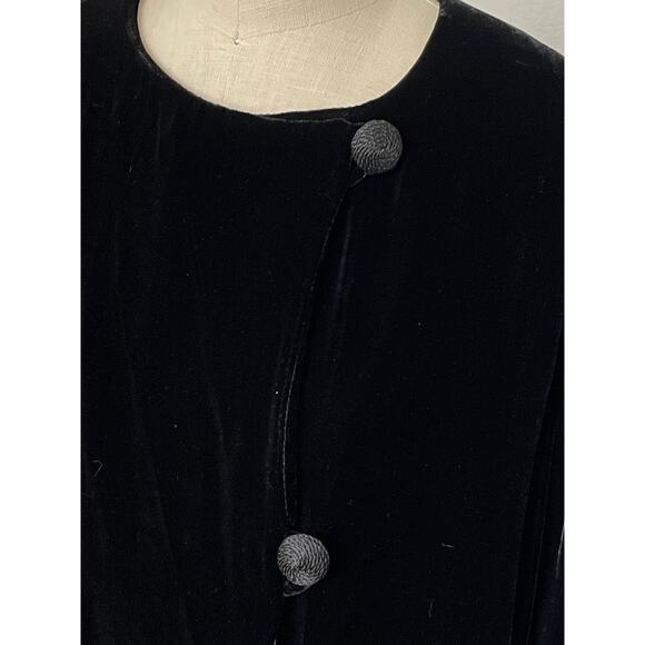 Dana Bachman Black Velvet Silk Tunic Blazer Jacket Size 12 - Picture 6 of 13